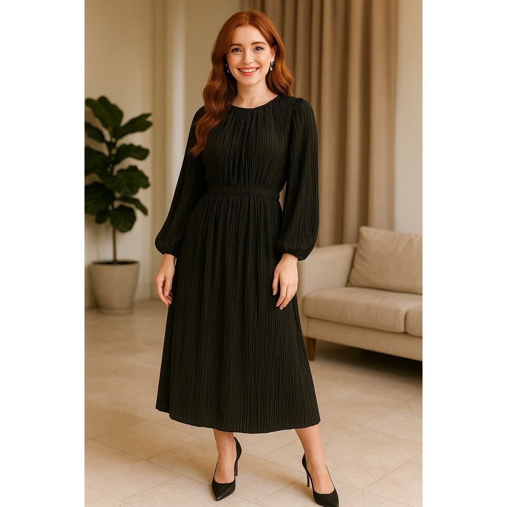 Black Pleated Atlein Collective Dress - Size S